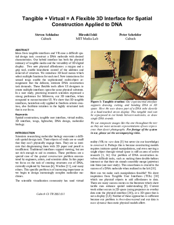 (PDF) Tangible+ virtual= a flexible 3d interface for spatial ...