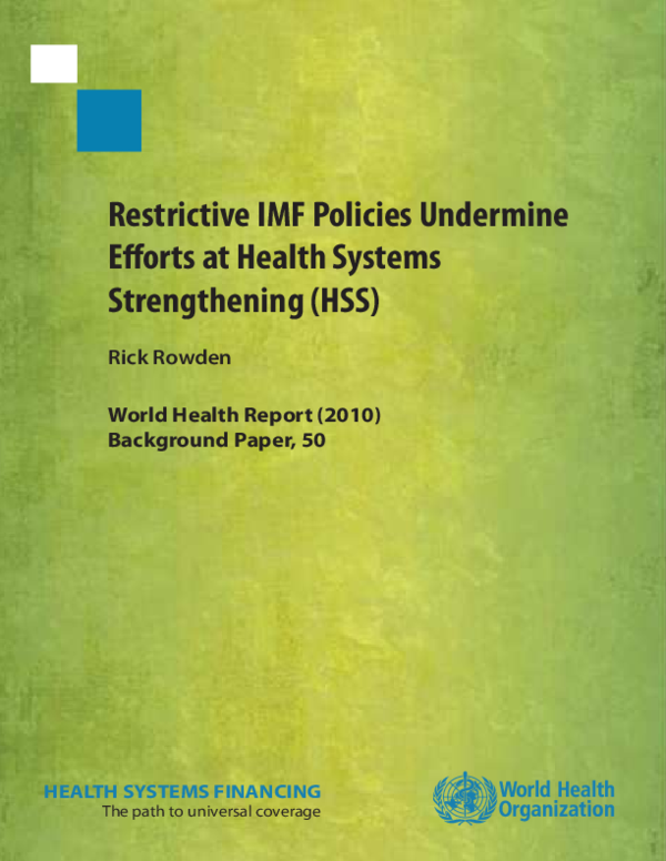 (PDF) “Restrictive IMF Policies Undermine Efforts at Health Systems ...