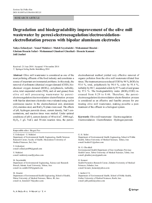 (PDF) Degradation and biodegradability improvement of the olive mill ...