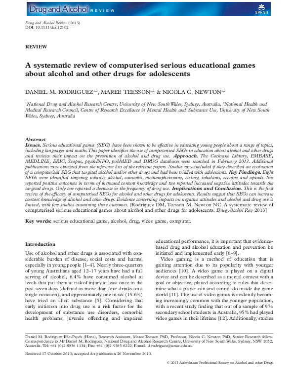 (PDF) A systematic review of computerised serious educational games ...