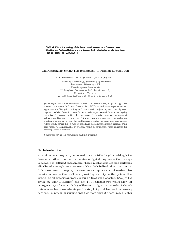 (PDF) Characterizing Swing-Leg Retraction in Human Locomotion