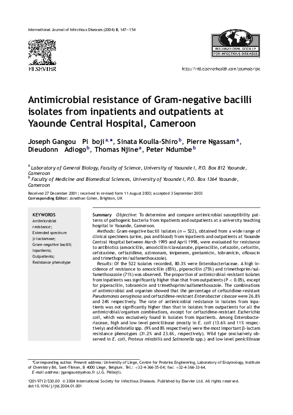 (PDF) Antimicrobial resistance of Gram negative bacilli isolated from ...