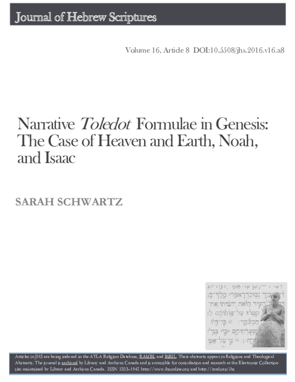 (PDF) Narrative Toledot Formulae in Genesis: The Case of Heaven and ...