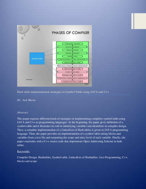 (PDF) Hash table implementation strategies in Symbol Table using JAVA and C