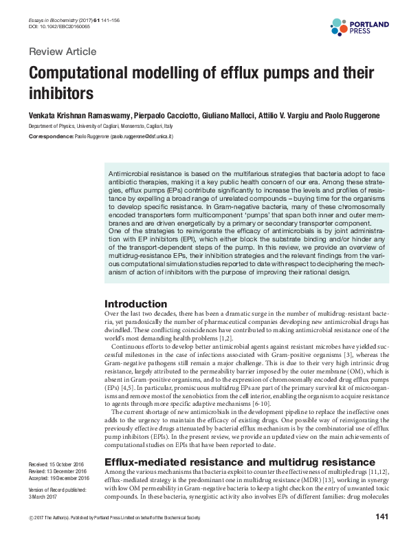 (PDF) Computational modelling of efflux pumps and their inhibitors