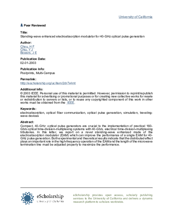 (PDF) Standing-wave enhanced electroabsorption modulator for 40-GHz ...