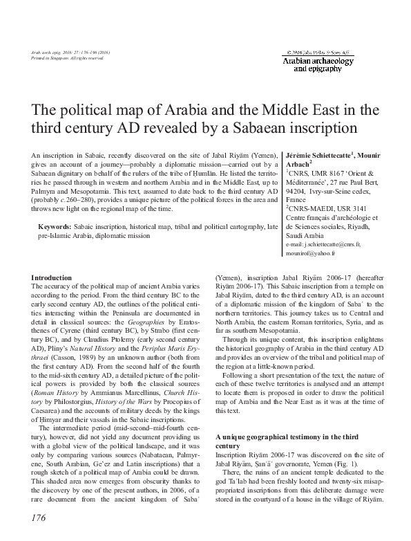 (PDF) 2016 - The political map of Arabia and the Middle East in the ...