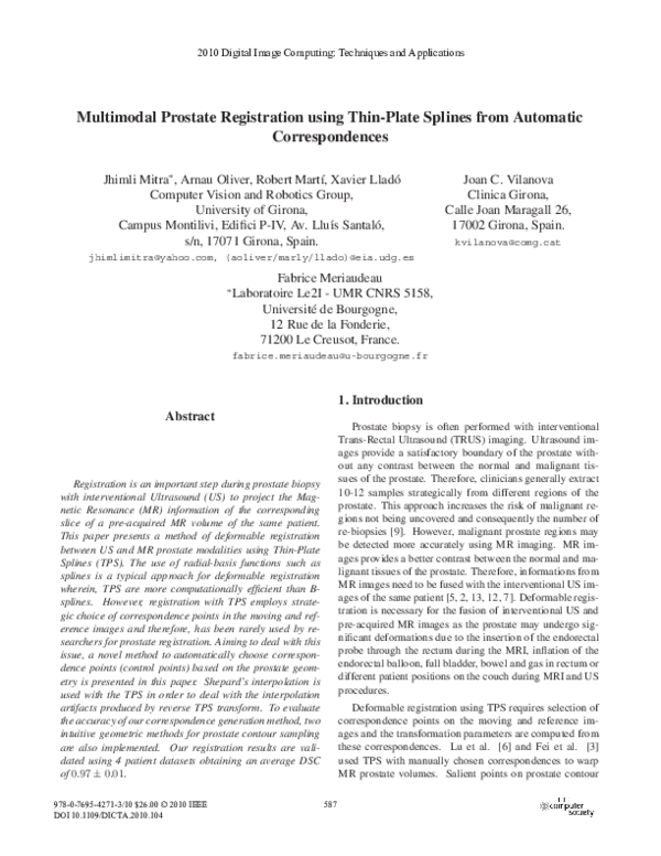 (PDF) Multimodal Prostate Registration Using Thin-Plate Splines from ...