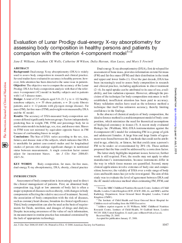 (PDF) Evaluation of Lunar Prodigy dual-energy X-ray absorptiometry for ...