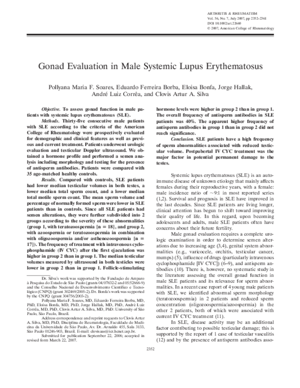 (PDF) Gonadal function in adolescents and young men with systemic lupus ...
