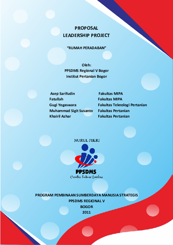 (PDF) PROPOSAL LEADERSHIP PROJECT " RUMAH PERADABAN " Oleh: PPSDMS ...