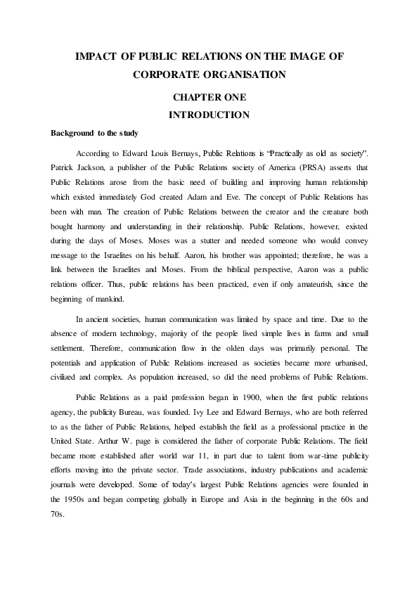 Pdf Impact Of Public Relations On A Corporate Organisation Pdf Yinusa Isiaka Adenle Academia Edu