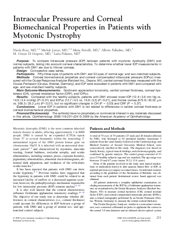 (PDF) Intraocular Pressure and Corneal Biomechanical Properties in ...