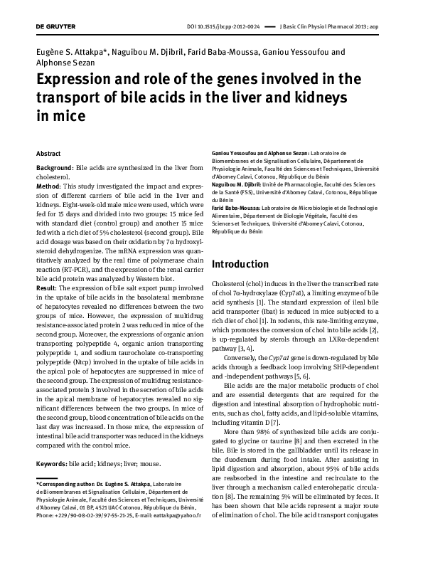 (PDF) Expression and role of the genes involved in the transport of ...