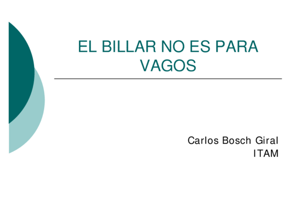 El Billar No Es De Vagos Pdf Descargar Gratis