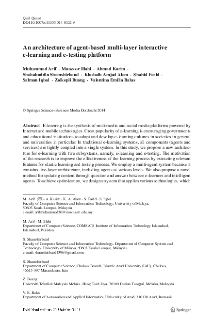 (PDF) An Architecture of Agent-based Multi-layer Interactive E-learning ...