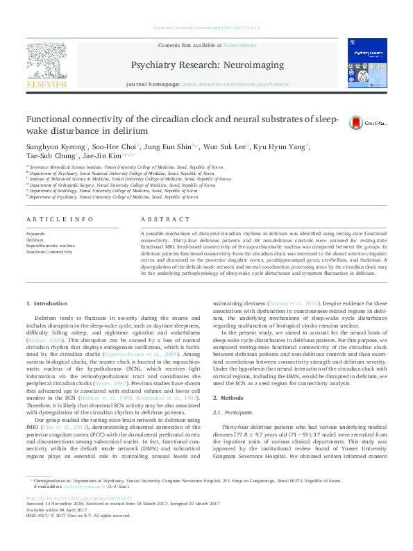 (PDF) Functional connectivity of the circadian clock and neural ...