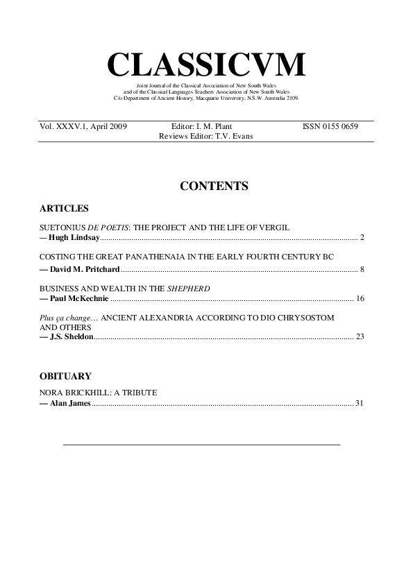 (PDF) 'Suetonius De Poetis the project and the life of Vergil' Hugh Lindsay Academia.edu