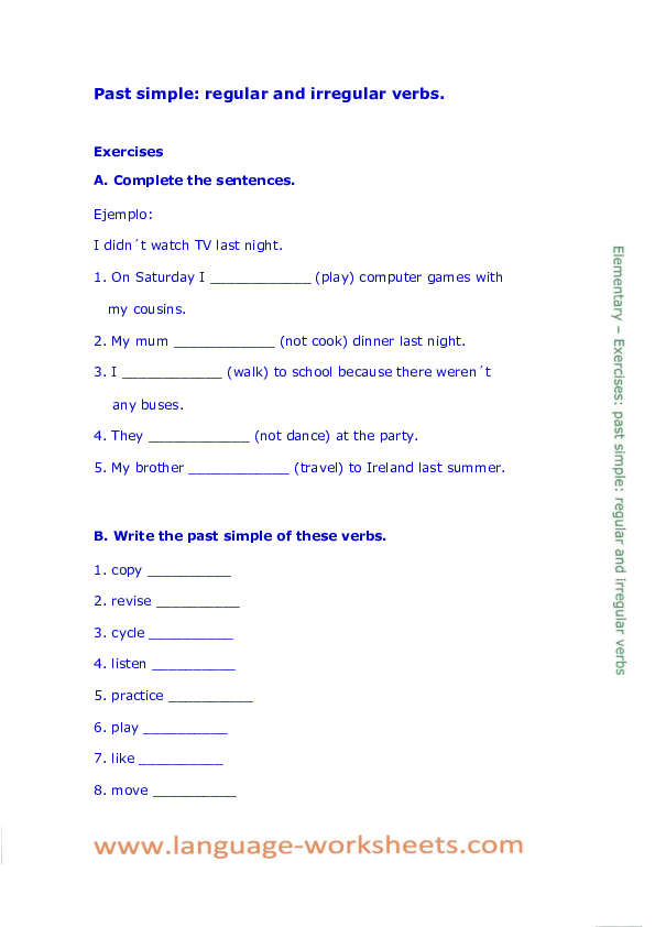 (PDF) Past simple: regular and irregular verbs