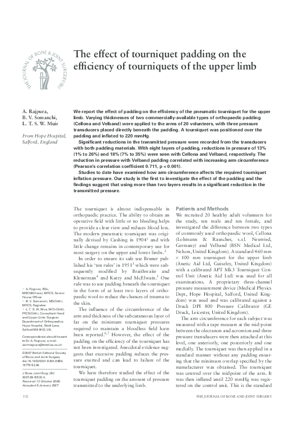 (PDF) The effect of tourniquet padding on the efficiency of tourniquets