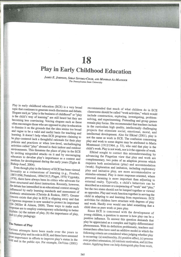 (PDF) Play in Early Childhood Education