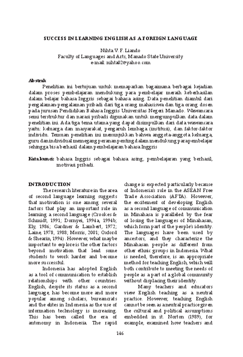 (PDF) Success in Learning English as a Foreign Language