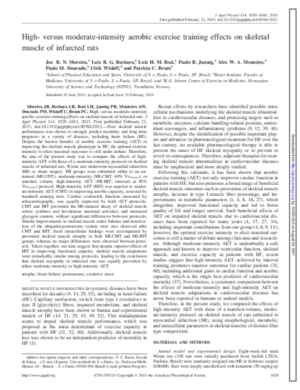 (PDF) High- versus moderate-intensity aerobic exercise training effects ...
