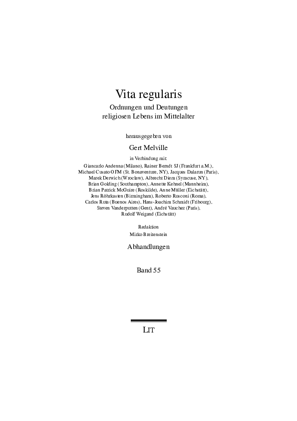 Zwischen Regel und Gewohnheit. Benediktinisches Mönchtum im frühen Mittelalter, in: Benedikt - gestern und heute. Norm, Tradition, Interaktion, eds Daniela Hoffmann / Tanja Skambraks (Vita regularis. Abhandlungen 55), Berlin 2016, pp 55-76.