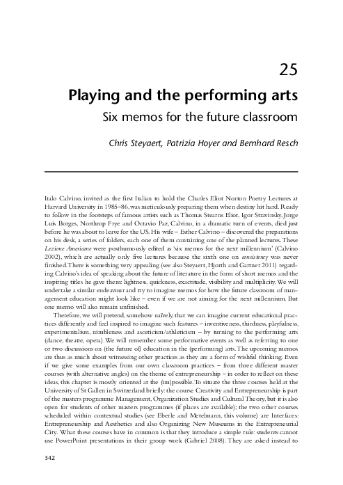 (PDF) Playing and the performing arts. Six memos for the future classroom