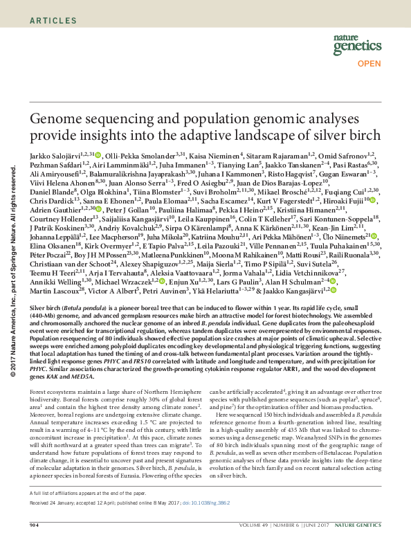 (PDF) Genome sequencing and population genomic analyses provide ...