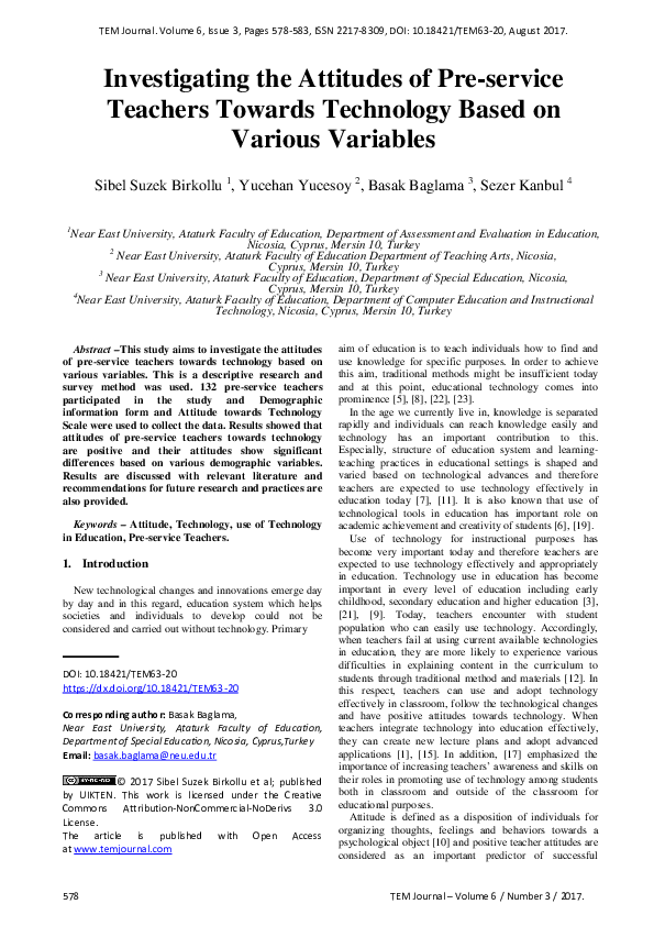 (PDF) Investigating the Attitudes of Pre-service Teachers Towards ...