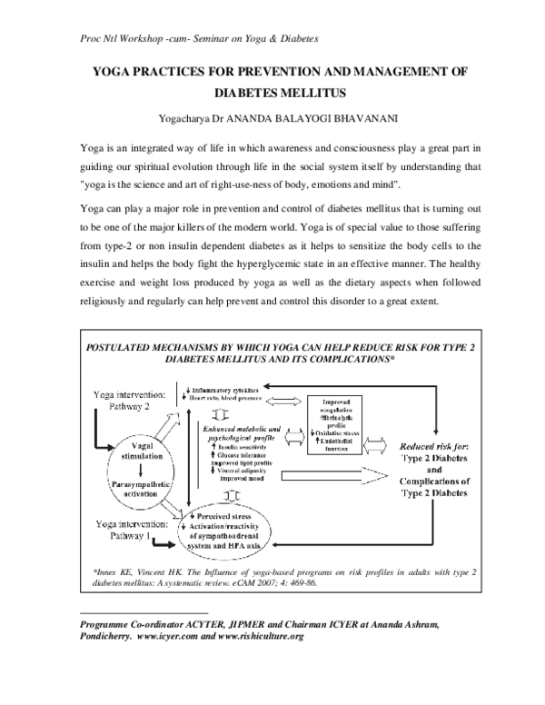 (PDF) Yoga Practices for Prevention and Management of Diabetes Mellitus