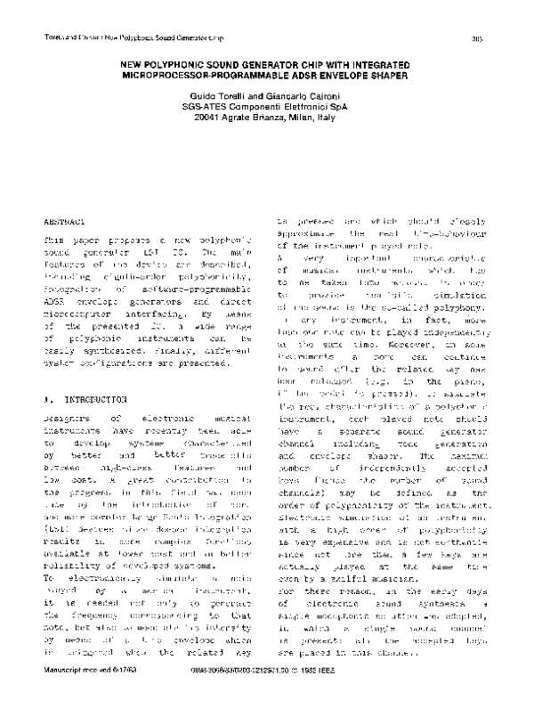 (PDF) New Polyphonic Sound Generator Chip with Integrated