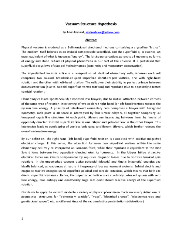  PDF Vacuum Structure Hypothesis Alex Axelrod Academia edu