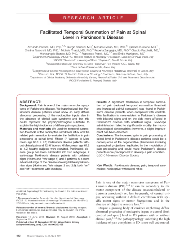 (PDF) Facilitated temporal summation of pain at spinal level in ...