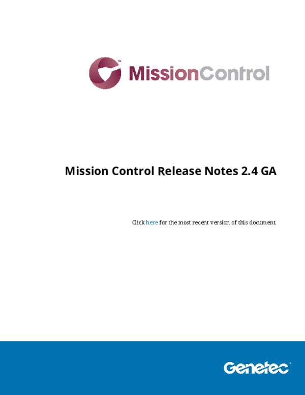 (PDF) Mission Control Release Notes 2.4 GA | omar si - Academia.edu