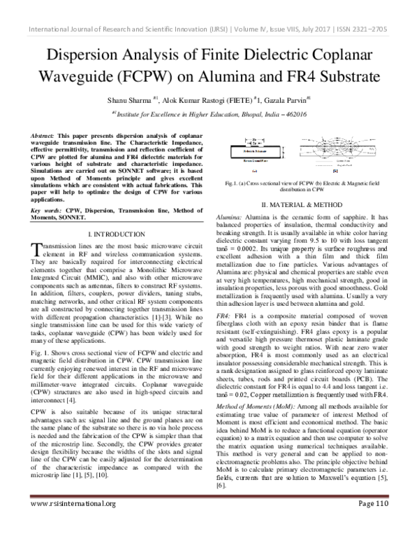 (PDF) Dispersion Analysis of Finite Dielectric Coplanar Waveguide (FCPW ...
