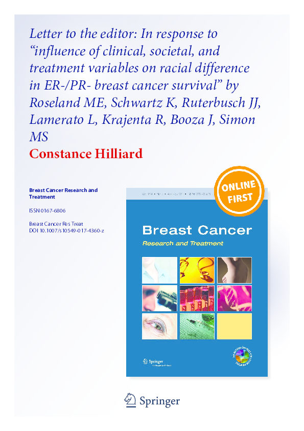 (PDF) Racial Differences in Breast Cancer Survival Rates/Letter