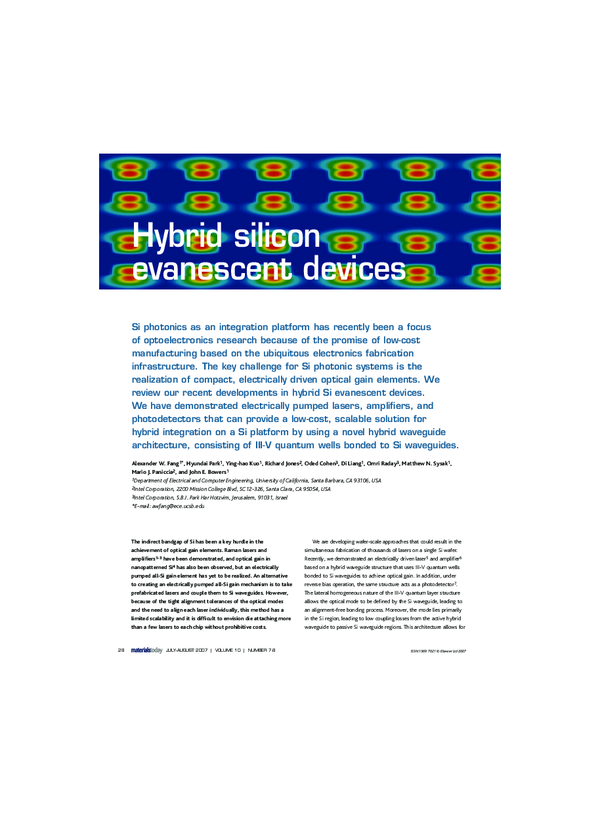 (PDF) Hybrid silicon evanescent devices