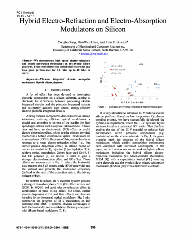 (PDF) Hybrid electro-refraction and electro-absorption modulators on ...