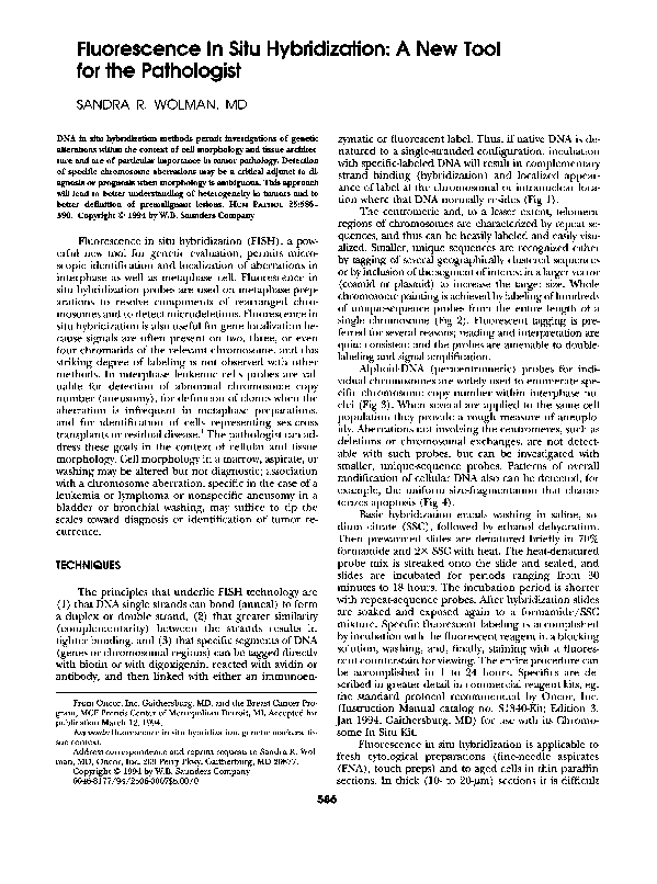(PDF) Fluorescence in situ hybridization: a new tool for the pathologist