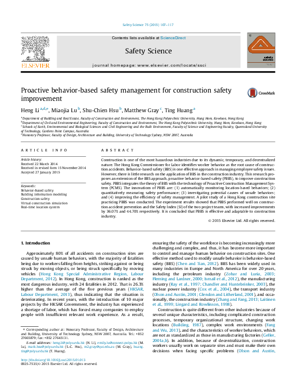 (PDF) Proactive behavior-based safety management for construction ...