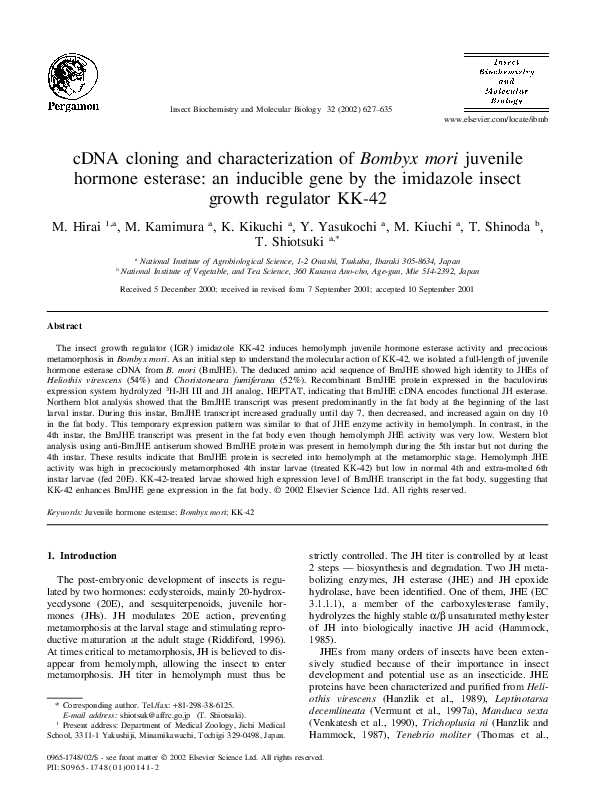 (PDF) cDNA cloning and characterization of Bombyx mori juvenile hormone ...