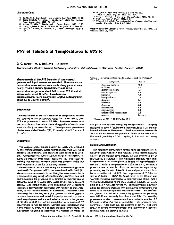 PDF) PVT of toluene at temperatures to 673 K