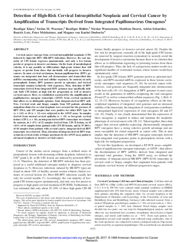 (PDF) Detection of High-Risk Cervical Intraepithelial Neoplasia and ...