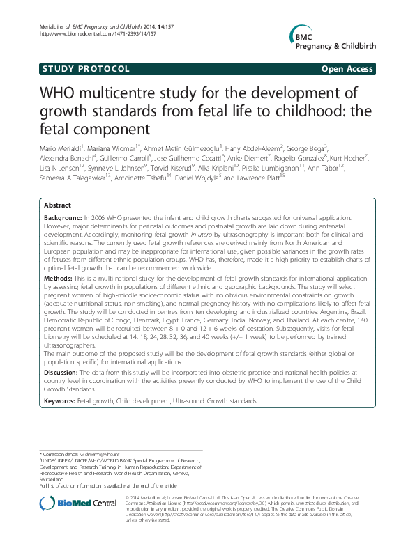(PDF) WHO multicentre study for the development of growth standards ...