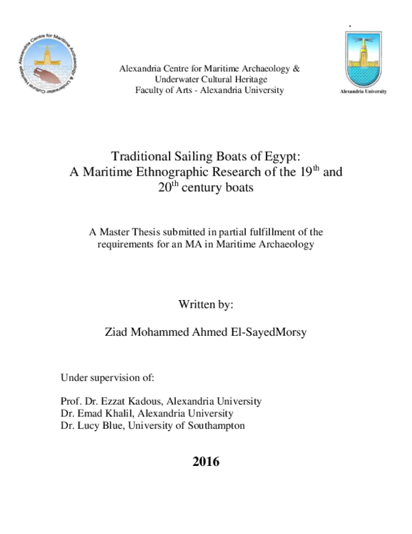 Traditional Sailing Boats of Egypt: A Maritime Ethnographic Research of the 19th and 20th century boats