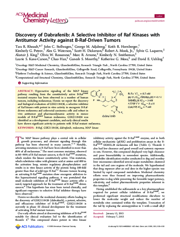 (PDF) Discovery of Dabrafenib: A Selective Inhibitor of Raf Kinases ...