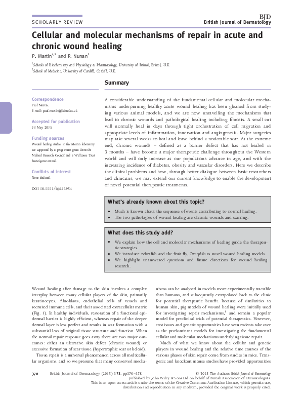 (PDF) Cellular and molecular mechanisms of repair in acute and chronic ...