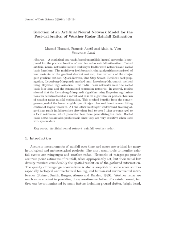 (PDF) Selection of an artificial neural network model for the post ...